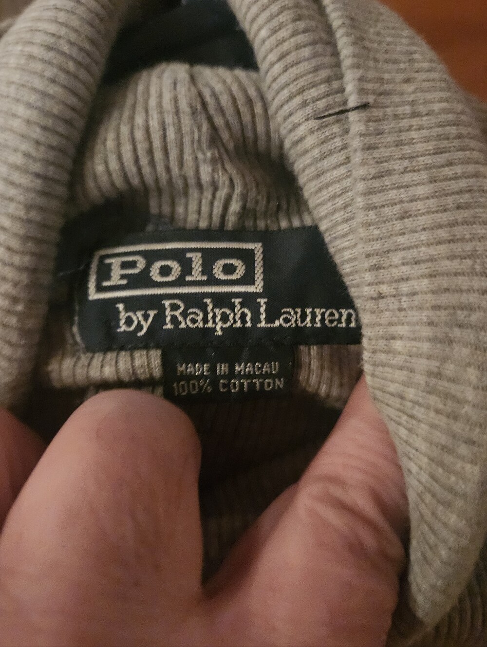 Polo by Ralph Lauren Men's Light Gray Ribbed Turtleneck Sweater Preowned